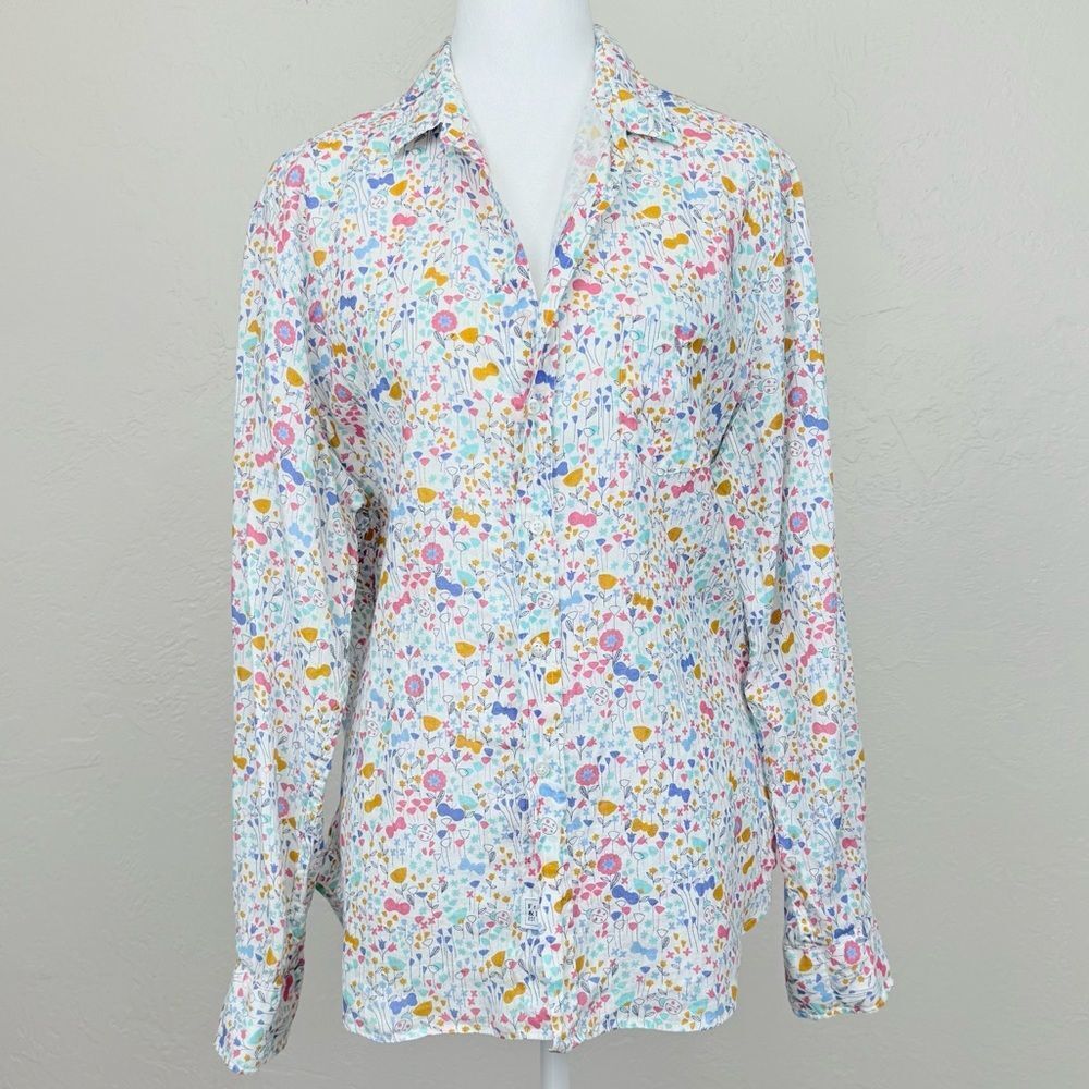 Frank & Eileen “Eileen” Italian Linen Floral Button Down Shirt *EUC* size M - Picture 6 of 14